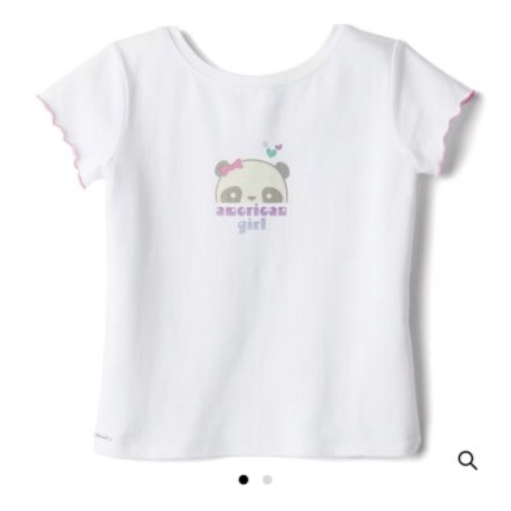American Girl Cute At Heart Panda Tee T-Shirt White Girls Size XS (6)